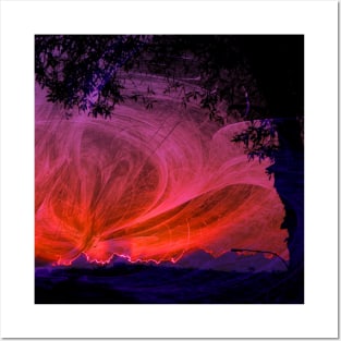 Fiery fractal sunset Posters and Art